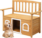 VINGLI Outdoor Storage Bench with Built-in Dog House, 2-in-1 Outdoor Waterproof Patio Bench with Pet Kennel for Patio Backyard Porch (Natural) by VINGLI