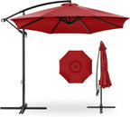 Best Choice Products 10ft Offset Hanging Market Patio Umbrella w/Easy Tilt Adjustment, Polyester Shade, 8 Ribs for Backyard, Poolside, Lawn and Garden - Red by BestChoiceProducts