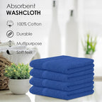 Avalon Towels Cotton Washcloths 24-Pack – 12 x 12 Inch Blue Super Soft & - Image 6