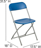 Flash Furniture Hercules Series Plastic Folding Chairs for Parties and Weddings, Stackable Commercial Event Seats, Set of 10, Blue - Image 3