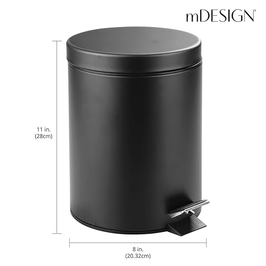 mDesign Pedal Bin — Metal Waste Bin - Image 4