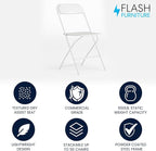Flash Furniture Hercules Series Plastic Folding Chair - White - 650LB Weight Capacity Comfortable Event Chair - Lightweight Folding Chair - Image 3