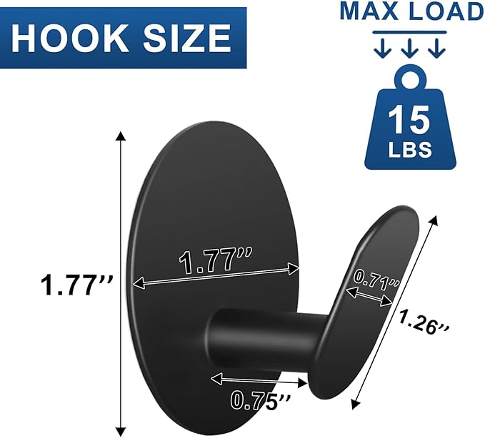Adhesive Hooks for Bathrooms, 4 Piece Towel Hooks for Hanging Hat Robe Coat - Image 2