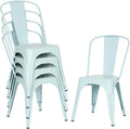FDW | Set of 4 Metal Dining Chairs | Blue | Stackable Tolix Side Chairs with Backrest | Scratch-Resistant | Non-Slip Feet | Indoor/Outdoor Use | 330 lbs Capacity | Ideal for Kitchen & Restaurant by FDW