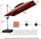 PURPLE LEAF 9ft Patio Umbrella Outdoor Square Umbrella Large Cantilever Umbrella Windproof Offset Heavy Duty Sun for Garden Deck Pool Patio, Brick Red - Image 8