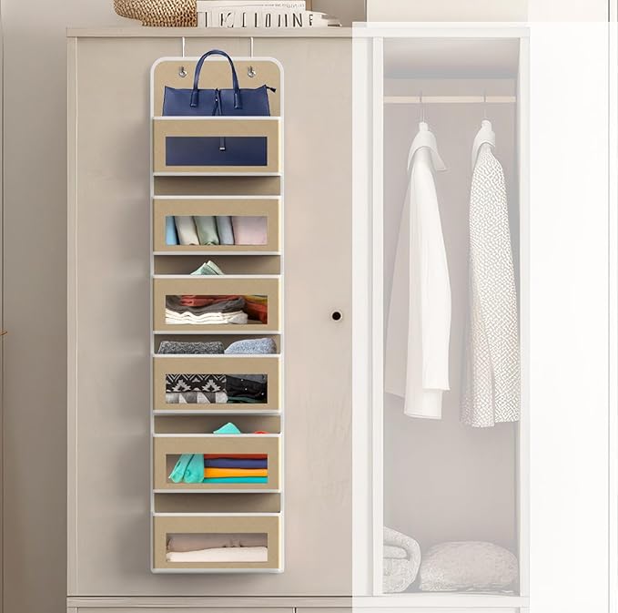 Simple Houseware 6 Clear Window Pocket Over Closet Door Storage Hanging - Image 4