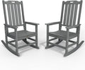Oversized Rocking Chair Set of 2, Outdoor Rocking Chair for Adults, All Weather Resistant Porch Rocker for Lawn Garden, Grey by THOEOE