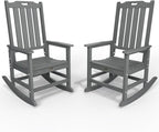 Oversized Rocking Chair Set of 2, Outdoor Rocking Chair for Adults, All Weather Resistant Porch Rocker for Lawn Garden, Grey by THOEOE