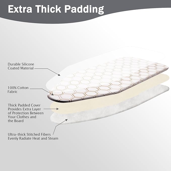 SheeChung Ironing Board Cover and Pad 15"x49", Cotton Cover and Thick Padding - Image 5