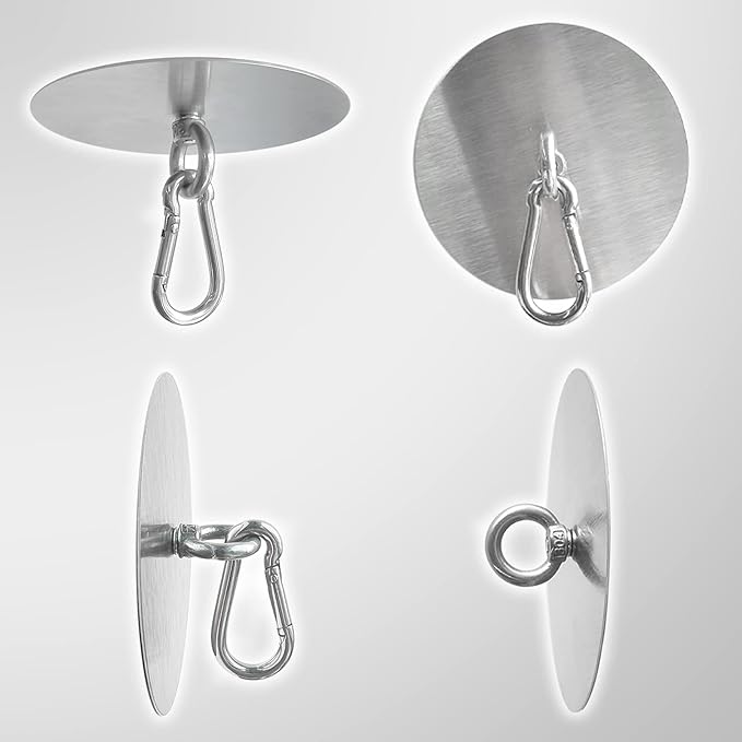 Adhesive Ceiling Hooks 4 Pack Stainless Steel Sticky Pad Eye Plate Snap Hooks - Image 8