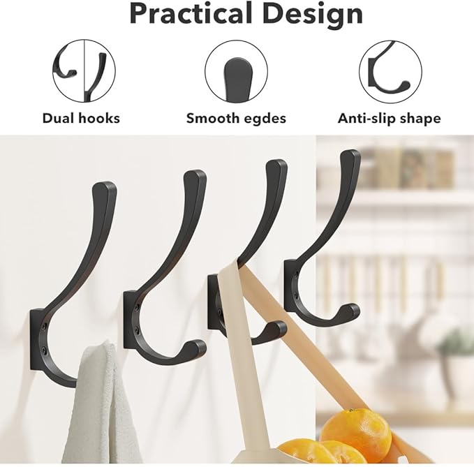 Coat Hooks Wall Mount, Hooks for Hanging Heavy Duty, Screw in Wall Hanger for - Image 2