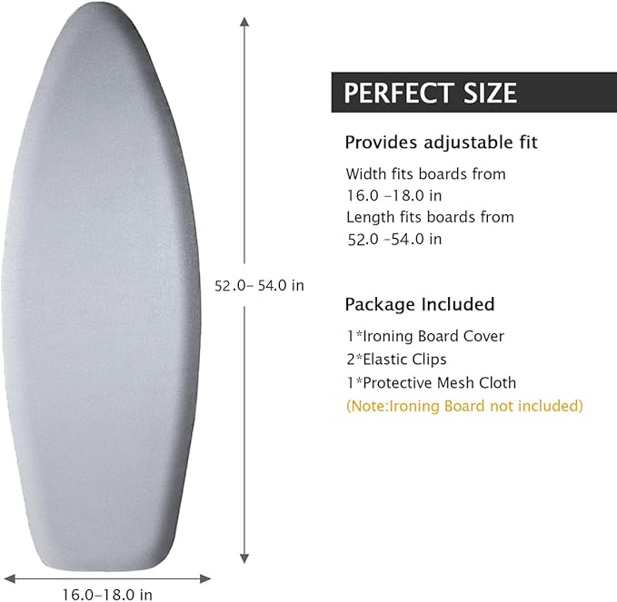 SheeChung Ironing Board Cover and Pad 18x54, Extra Thick Cotton Cover, Scorch - Image 2