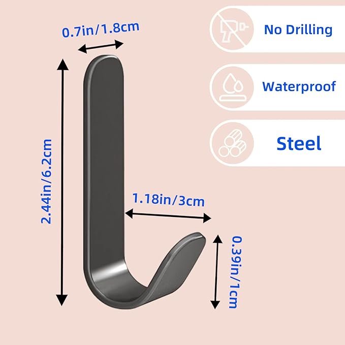 4 Pcs Adhesive Towel Hooks for Shower, Coat，Shower Hooks，Wall Hook Stick On - Image 3