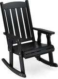 VINGLI Heavy Duty 600 LBS Outdoor Wooden Rocking Chair with Higher Backrest,Patio Rocking Chair with Ergonomic Design, Weatherproof Outdoor Rockers Suit for Patio, Garden, Balcony, Yard, Black by VINGLI