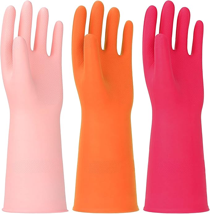 3 Pairs Rubber Cleaning Gloves Latex Free Dishwashing Gloves by THEOFFICIALHINSOCHA