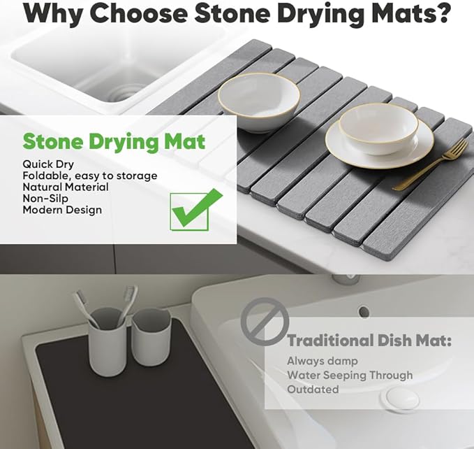 Stone Dish Drying Mat for Kitchen Counter - Image 4