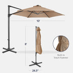 Best Choice Products 10ft Offset Cantilever Hanging Market Patio Umbrella, Smooth 360° Rotation, 8 Sturdy Ribs, Easy Adjustment - Tan - Image 2