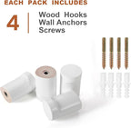 Wood Wall Hooks, 4 Pack White Decorative Coat Hooks Wall Mounted, Modern Hat - Image 7