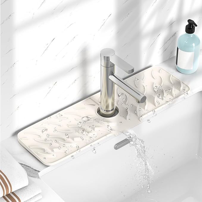 TOOVEM Silicone Faucet Splash Guard, 17.7 x 5.5 Inch Kitchen Sink Splash Guard by TOOVEM