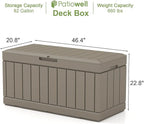 Patiowell 82 Gallon Resin Deck Box, Waterproof Large Wood Look Storage Box for Patio Furniture, Pool Accessories, Garden Tools and Sports Equipment, Lockable, Light Brown - Image 6