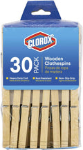 Clorox Wood Clothespins with Spring – Value Pack Set of 30 | Rust Resistant by Clorox
