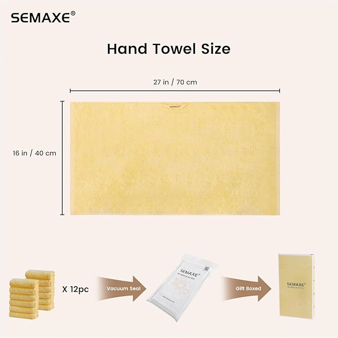 SEMAXE 12 Pack Hand Towels for Bathroom, 100% Cotton Towels - Image 2