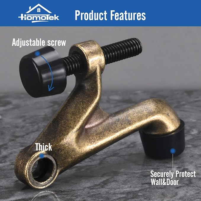 HOMOTEK 8 Pack Hinge Pin Door Stoppers, Adjustable Deluxe Heavy Doorstops - Image 2