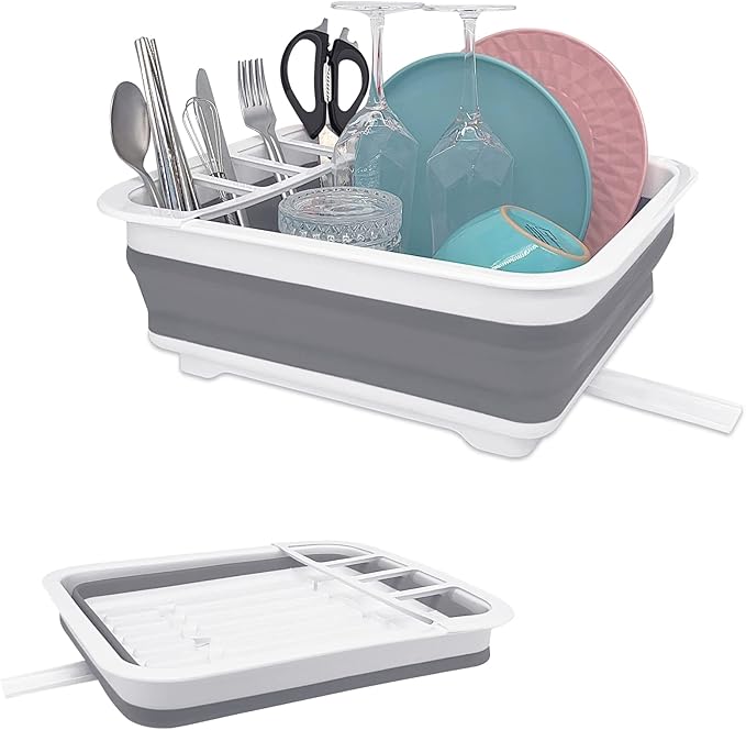 Foldable Dish Drying Rack with Drain Plug and Swivel Spout by Goderewild