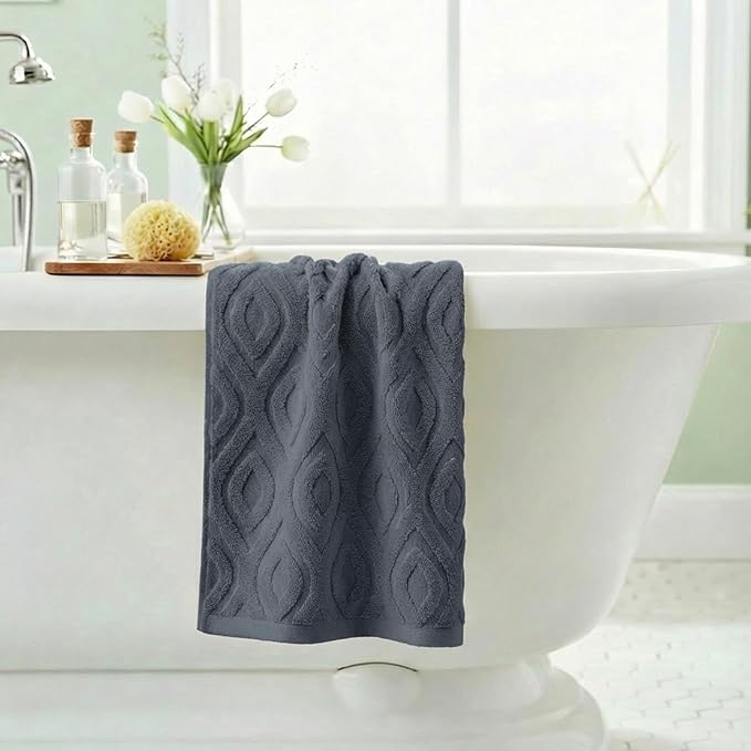 Artoid Mode 1 Pc Grey 3D Diamond Grid Jacquard Hand Towels - Image 4