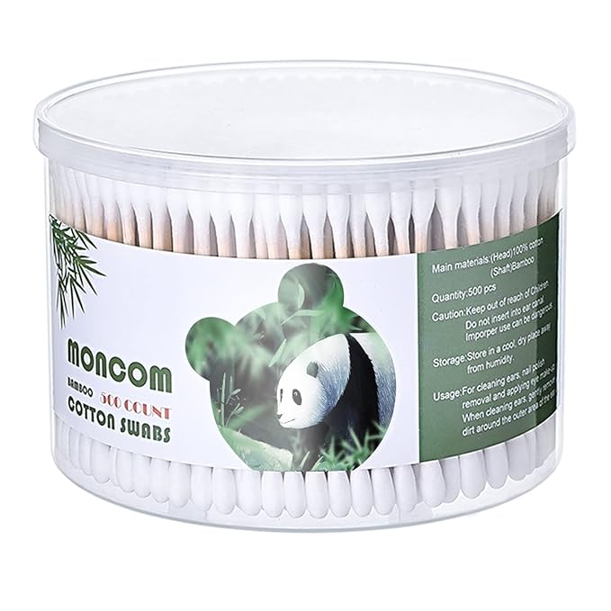 MONCOM Cotton Swabs 500 Count Double Round Thick Tips | Biodegradable by MYQIPGD