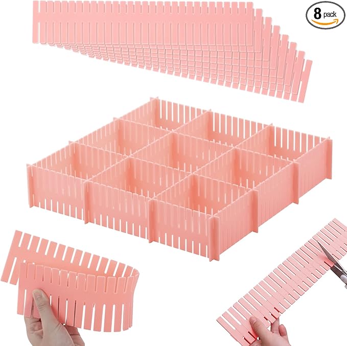 TWUTGAYW 14.5 in Pink DIY Grid Drawer Organizer by KUAOOAUK