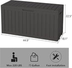 Outdoor Storage Box, Resin Deck Boxes Indoor and outdoor, Waterproof Storage Box Lockable Lid (Black, 80 Gallon) - Image 3