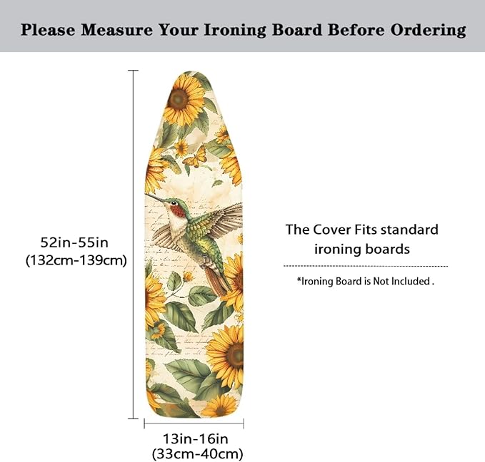 Sunflower Ironing Board Cover, Hummingbird Ironing Board Pad Cover Protector - Image 5