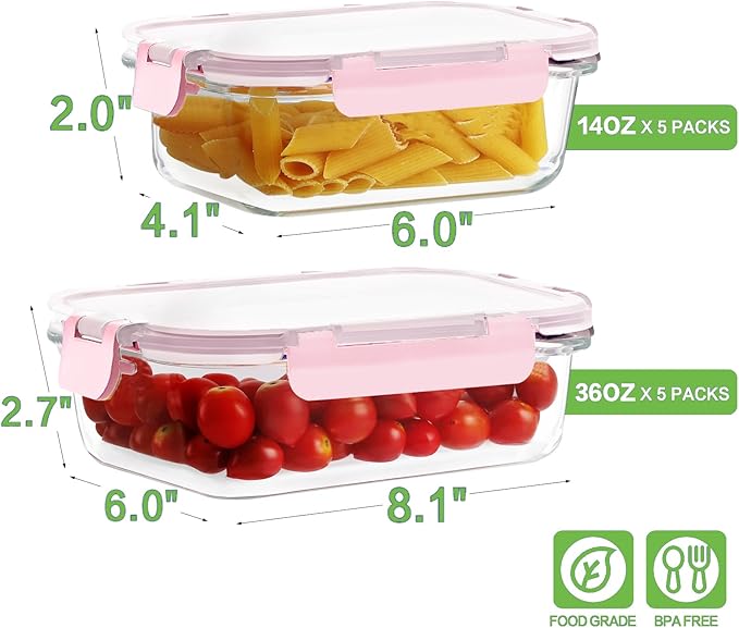 10 Pack Borosilicate Glass Meal Prep Containers - Image 2