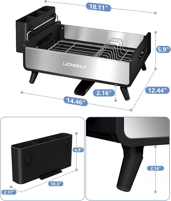 Dish Drying Rack, Thicker Premium Aluminum Frame and 304 Stainless Steel Plate - Image 6