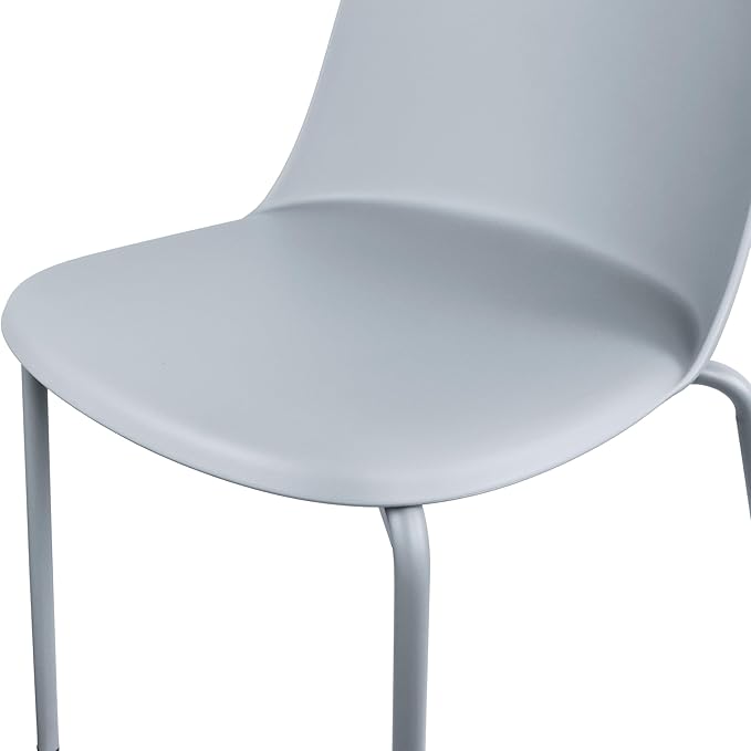 2xhome Modern Stackable Armless Dining Chair | Plastic Shell Seat with Metal Legs | Indoor or Outdoor Use | Home Kitchen Patio (1, Grey, No Padding) - Image 8