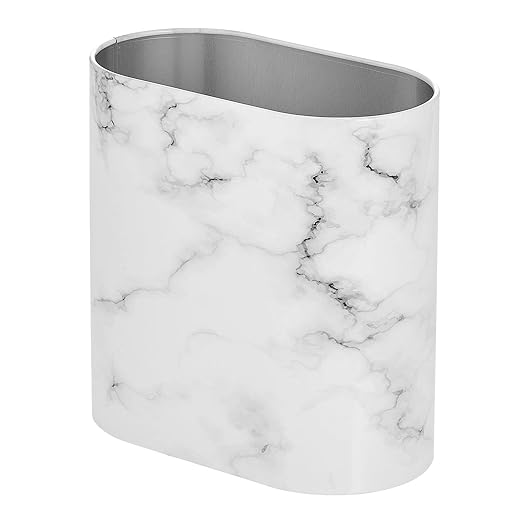 mDesign Slim Pill-Shaped Metal 1.98 Gallon/7 Liter Recycle Trash Can Wastebasket - Image 5