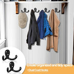 10 Pack Coat Hooks Wall Hooks for Hanging, Heavy Duty Double Prong Metal Hook - Image 4