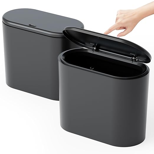 3.17 Gallon Thin Small Black Bathroom Trash Can by Yieach