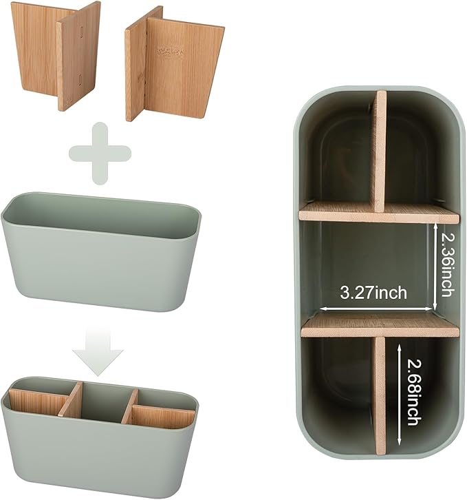 Toothbrush Holders for Bathrooms, Bamboo Tooth Brush Holder - Image 4