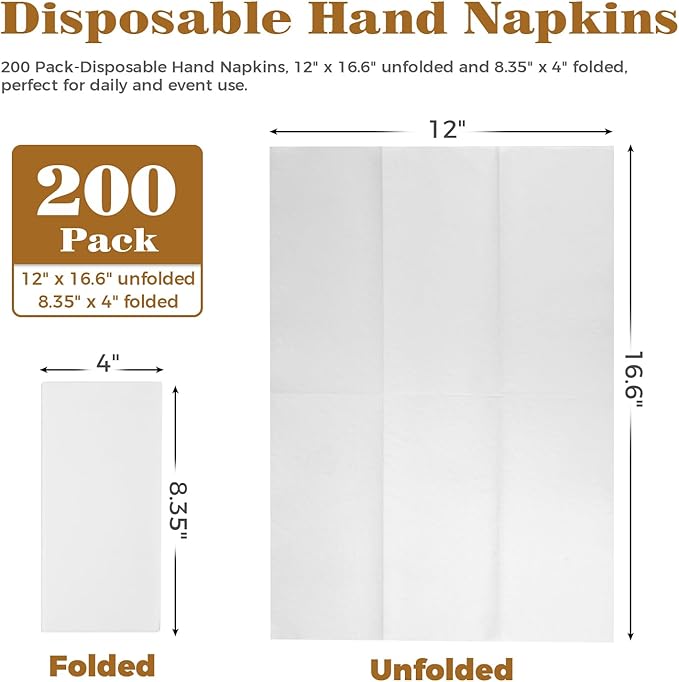 GINKGO 200 Pack Disposable Linen-Feel Guest Hand Towels, Thick & Absorbent - Image 2