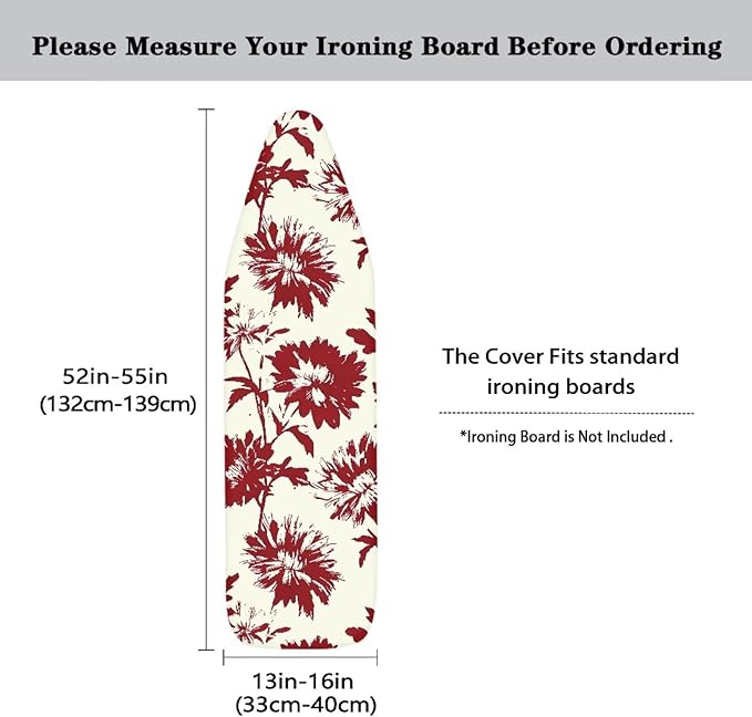 Retro Flower Ironing Board Cover Pad Cover Standard Size Soft Fabric Scorch - Image 5