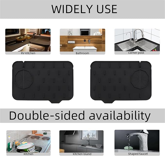 2-Pack Bytelive Silicone Sink Mat, Mini Sink Splash Guard and Soap Sponge Holder - Image 7