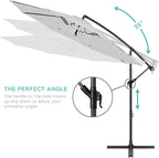 Best Choice Products 10ft Offset Cantilever Hanging Market Patio Umbrella, 8 Sturdy Ribs, Easy Adjustment - Fog Gray - Image 4