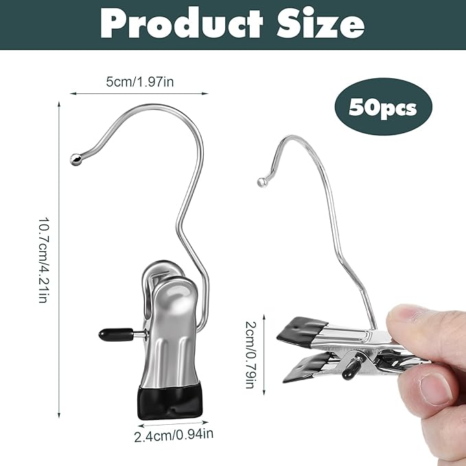 50 Pack Boot Hanger Clips Hooks, Heavy Duty Laundry Hooks - Image 2