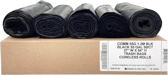 Ultrasac Heavy Duty 55 Gallon Black Trash Bags - Image 2