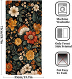 Boho Floral Hand Towels Set of 2 Mid Century Flower Kitchen Towels Decorative - Image 2