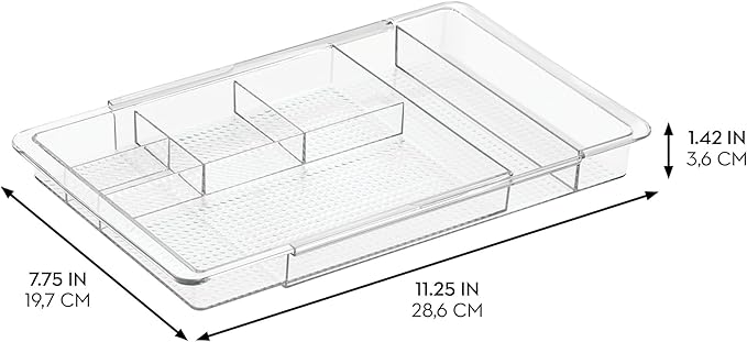 iDesign Expandable Vanity Drawer Organizer, The Clarity Collection – 11.25” to - Image 2