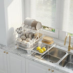 GSlife Large Dish Drying Rack 2 Tier, Expandable Kitchen Dish Drainer - Image 6