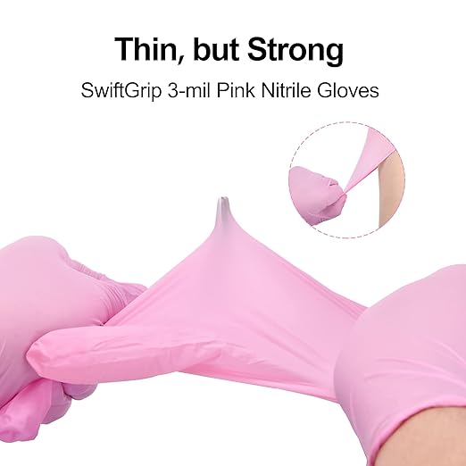 Pink Nitrile Gloves, Industrial Gloves Disposable Latex Free, - Image 8